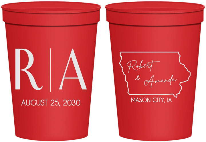 Personalized Wedding 16 oz Stadium Cups - Iowa | 114