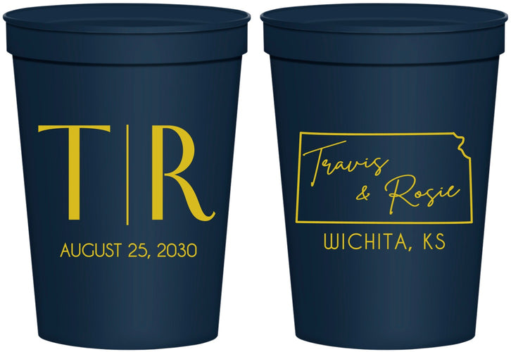Personalized Wedding 16 oz Stadium Cups - Kansas | 115
