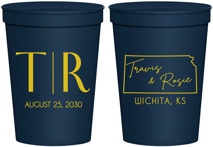 Personalized Wedding 16 oz Stadium Cups - Kansas | 115