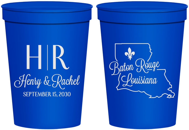 Personalized Wedding 16 oz Stadium Cups - Louisiana | 117