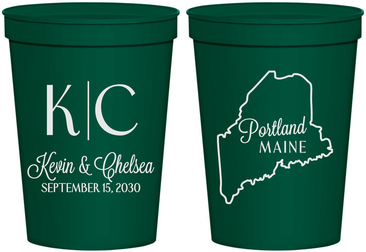 Personalized Wedding 16 oz Stadium Cups - Maine | 118