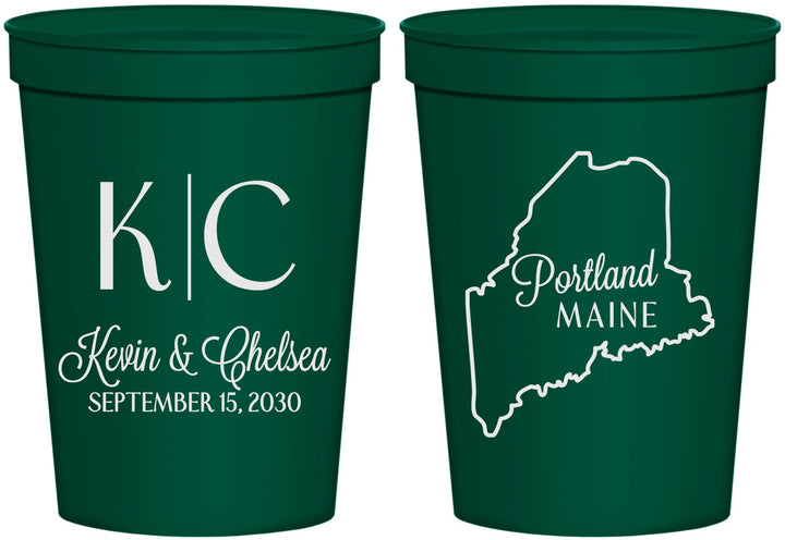 Personalized Wedding 16 oz Stadium Cups - Maine | 118