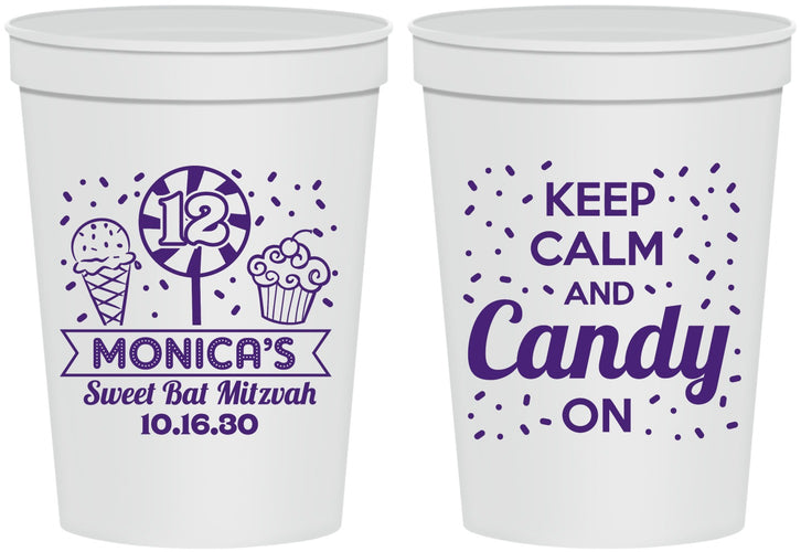 Personalized Bat Mitzvah 16 oz Stadium Cups - 12th Birthday Cupcake | 120001