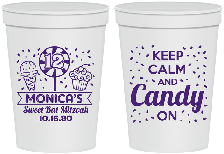 Personalized Bat Mitzvah 16 oz Stadium Cups - 12th Birthday Cupcake | 120001