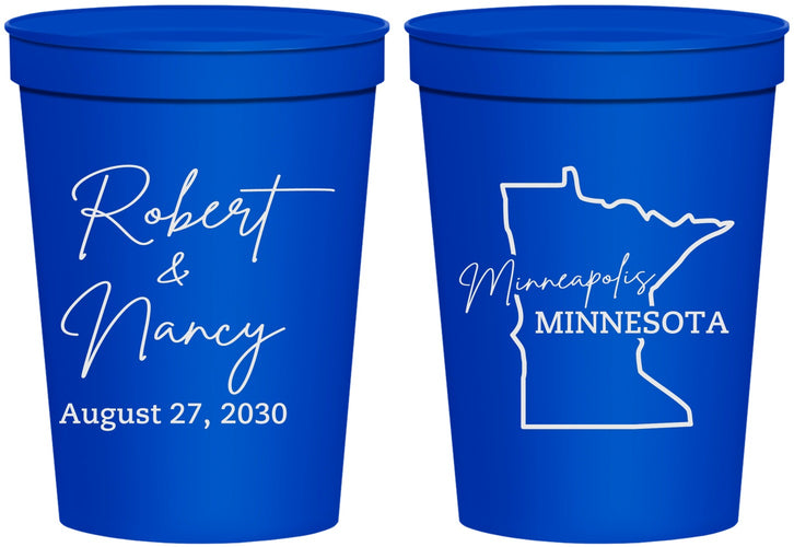 Personalized Wedding 16 oz Stadium Cups - Minnesota | 122