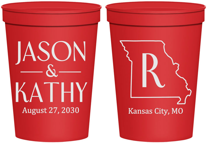 Personalized Wedding 16 oz Stadium Cups - Missouri | 124
