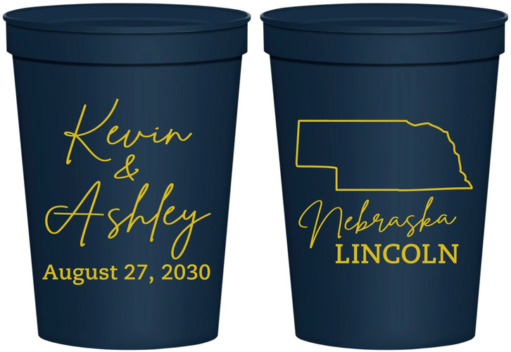 Personalized Wedding 16 oz Stadium Cups - Nebraska | 126