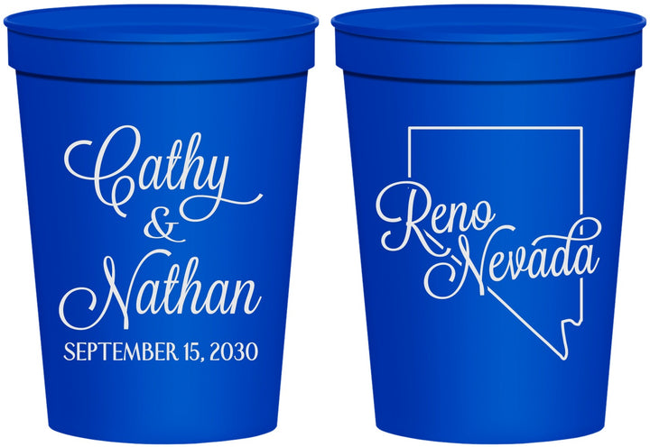 Personalized Wedding 16 oz Stadium Cups - Nevada | 127