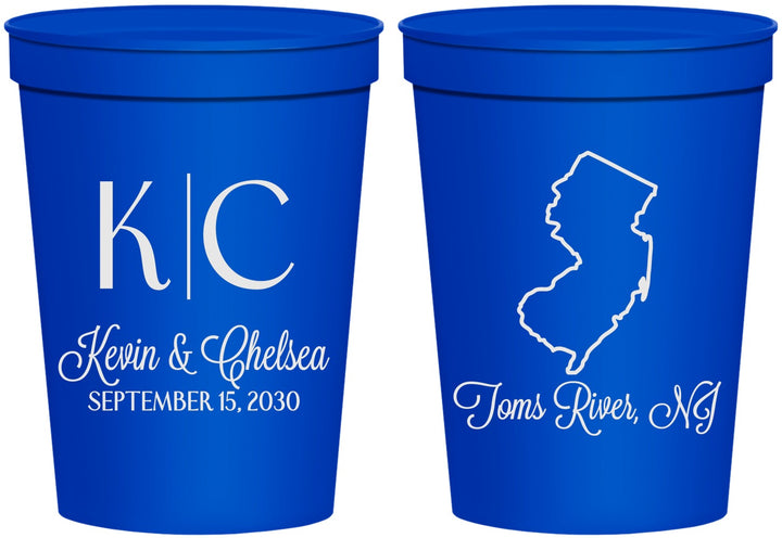 Personalized Wedding 16 oz Stadium Cups - New Jersey | 129