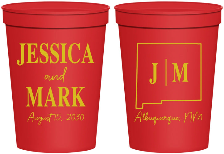 Personalized Wedding 16 oz Stadium Cups - New Mexico | 130