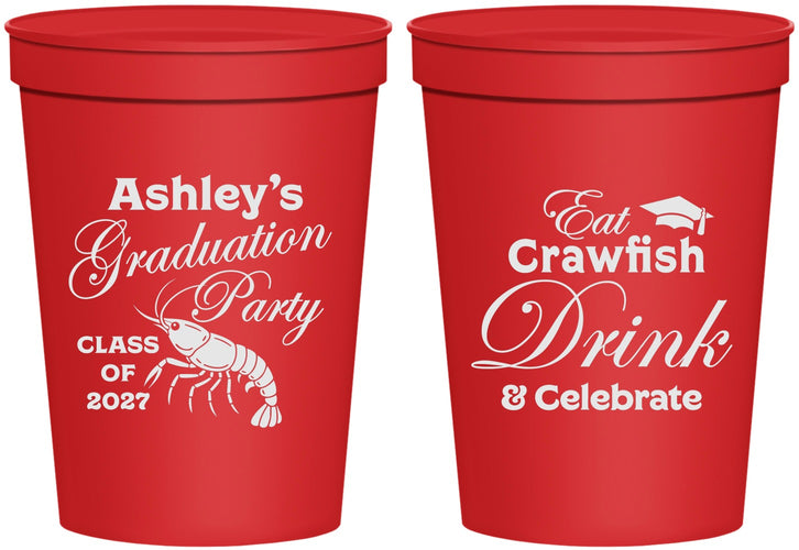 Personalized Graduation 16 oz Stadium Cups - Class Of 2027 Crawfish Boil | 130000