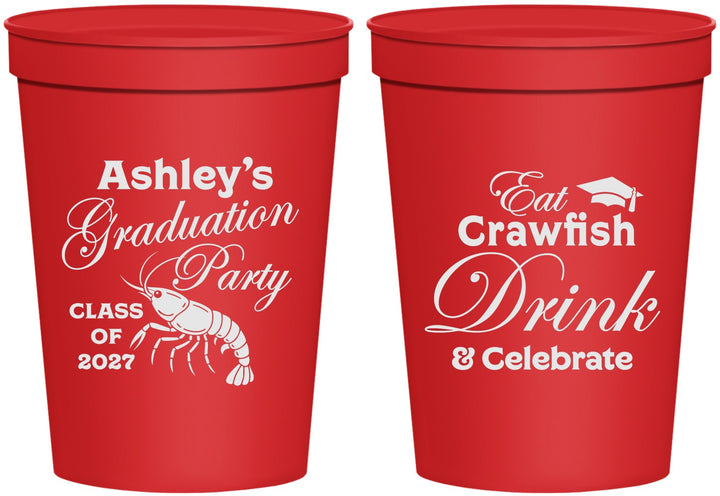 Personalized Graduation 16 oz Stadium Cups - Class Of 2027 Crawfish Boil | 130000