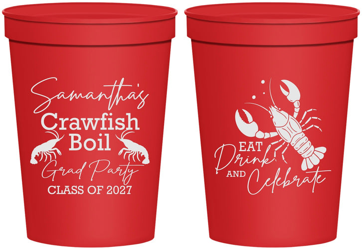 Personalized Graduation 16 oz Stadium Cups - Class Of 2027 Crawfish Boil | 130002