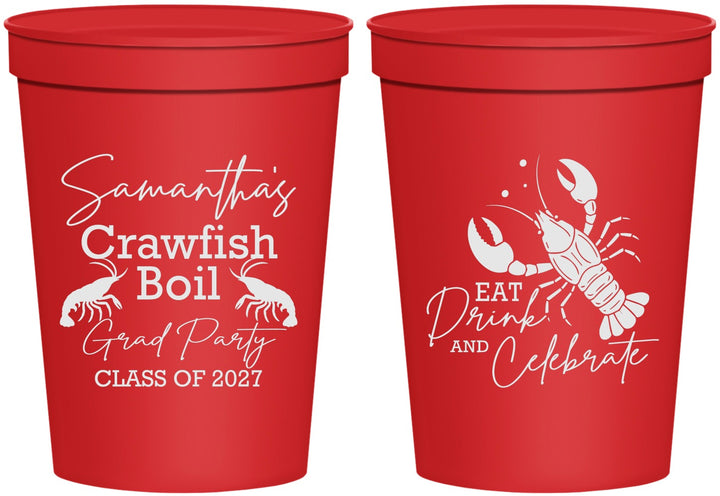 Personalized Graduation 16 oz Stadium Cups - Class Of 2027 Crawfish Boil | 130002