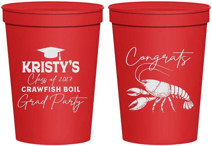 Personalized Graduation 16 oz Stadium Cups - Class Of 2027 Crawfish Boil | 130003