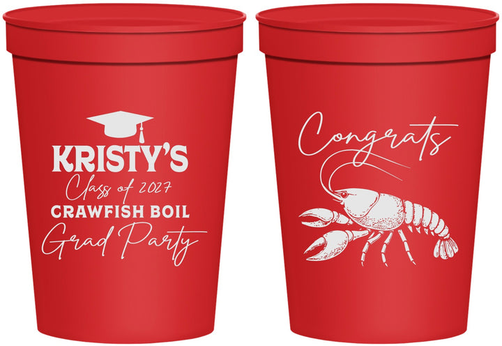 Personalized Graduation 16 oz Stadium Cups - Class Of 2027 Crawfish Boil | 130003