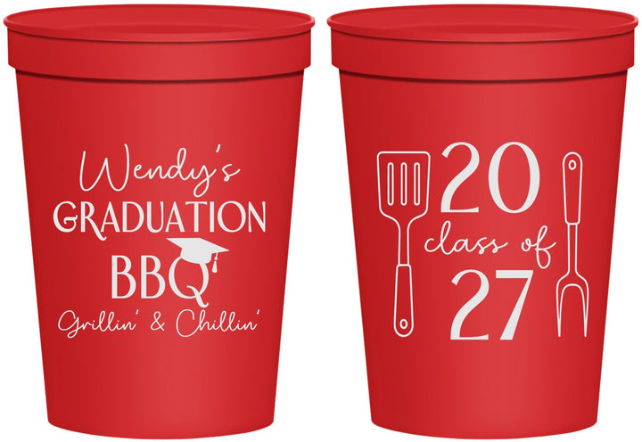 Personalized Graduation 16 oz Stadium Cups - Class Of 2027 Bbq | 130008