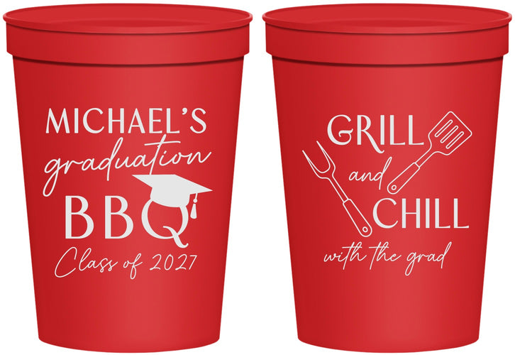 Personalized Graduation 16 oz Stadium Cups - Class Of 2027 Bbq | 130009