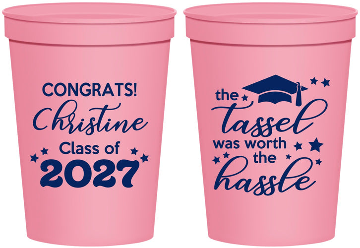 Personalized Graduation 16 oz Stadium Cups - Class Of 2027 Tassel Hassel | 130013