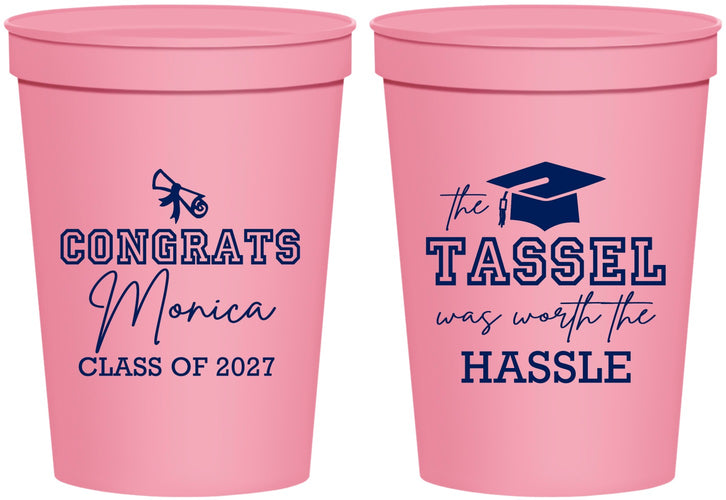 Personalized Graduation 16 oz Stadium Cups - Class Of 2027 Tassel Hassel | 130014