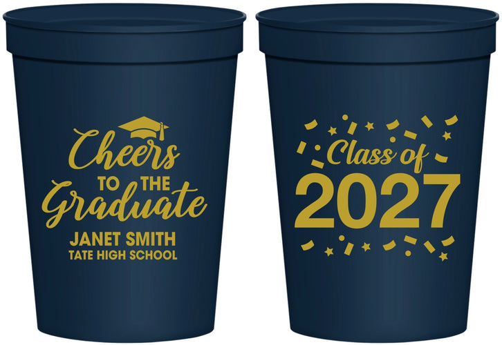 Personalized Graduation 16 oz Stadium Cups - Class Of 2027 Cheers Graduate | 130021