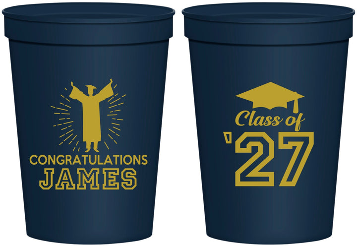 Personalized Graduation 16 oz Stadium Cups - Class Of 2027 Congratulations | 130024
