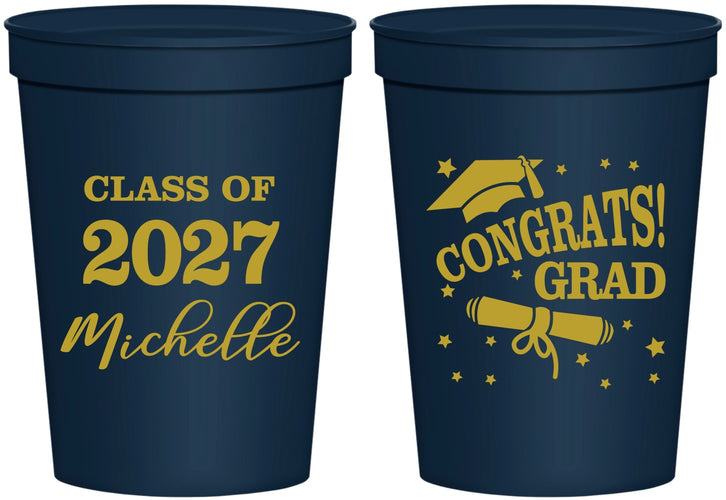 Personalized Graduation 16 oz Stadium Cups - Class Of 2027 Congrats | 130027