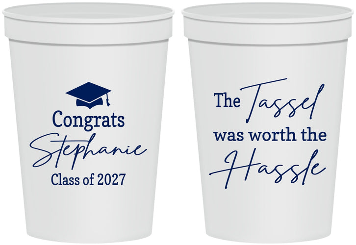 Personalized Graduation 16 oz Stadium Cups - Class Of 2027 Tassel Hassel | 130031