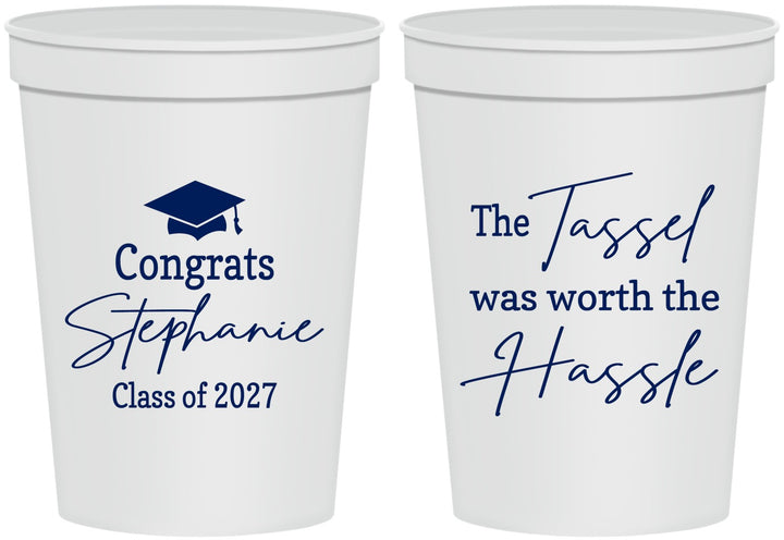 Personalized Graduation 16 oz Stadium Cups - Class Of 2027 Tassel Hassel | 130031