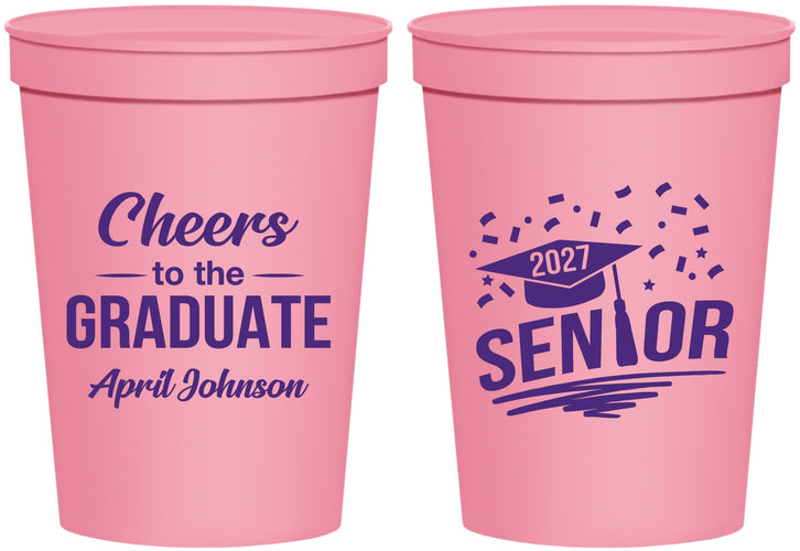 Personalized Graduation 16 oz Stadium Cups - Class Of 2027 Cheers Graduate | 130035