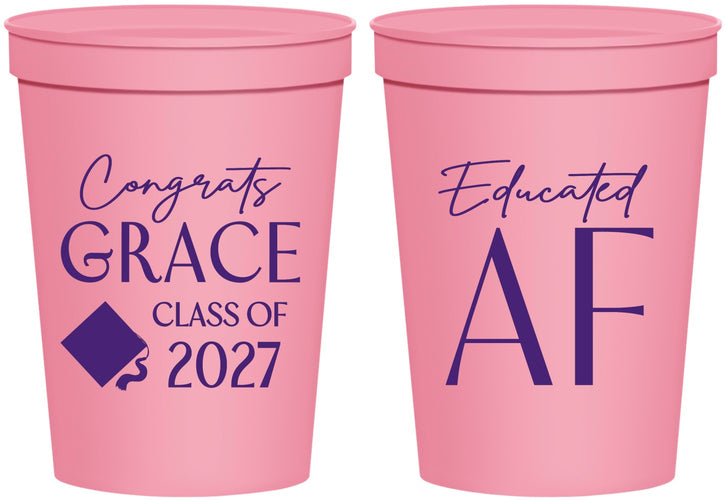 Personalized Graduation 16 oz Stadium Cups - Class Of 2027 Educated Af | 130040