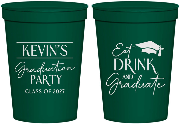 Personalized Graduation 16 oz Stadium Cups - Class Of 2027 Eat Drink Graduate | 130043