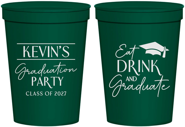 Personalized Graduation 16 oz Stadium Cups - Class Of 2027 Eat Drink Graduate | 130043