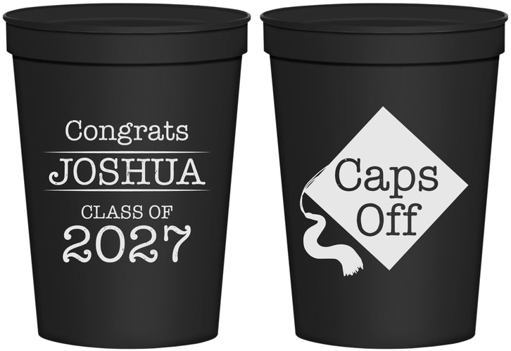 Personalized Graduation 16 oz Stadium Cups - Class Of 2027 Caps Off | 130045
