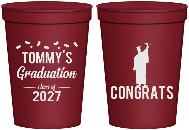Personalized Graduation 16 oz Stadium Cups - Class Of 2027 Congrats | 130046