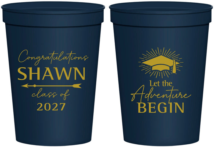 Personalized Graduation 16 oz Stadium Cups - Class Of 2027 Adventure Begin | 130048