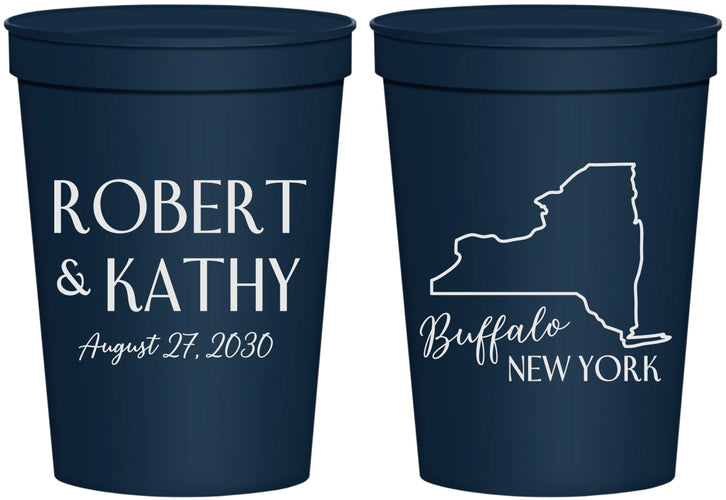 Personalized Wedding 16 oz Stadium Cups - New York | 131