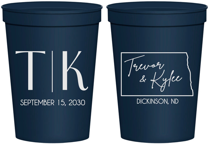 Personalized Wedding 16 oz Stadium Cups - North Dakota | 133