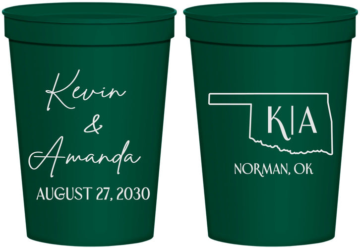 Personalized Wedding 16 oz Stadium Cups - Oklahoma | 135