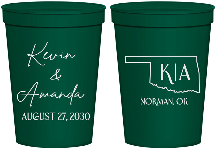 Personalized Wedding 16 oz Stadium Cups - Oklahoma | 135