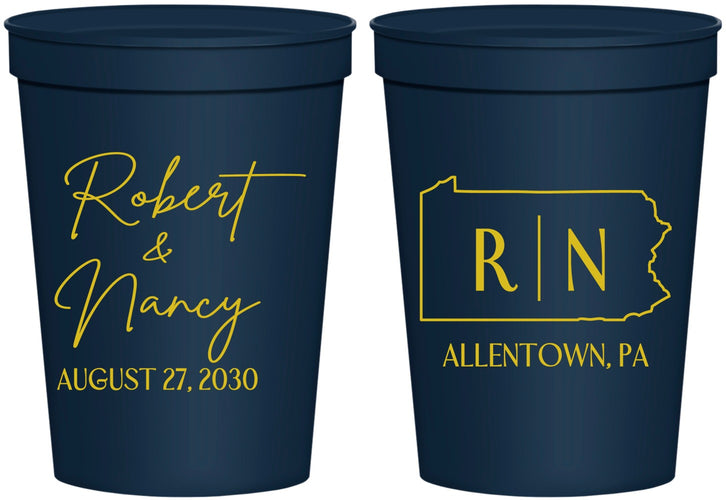 Personalized Wedding 16 oz Stadium Cups - Pennsylvania | 137