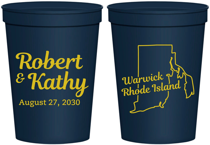 Personalized Wedding 16 oz Stadium Cups - Rhode Island | 138