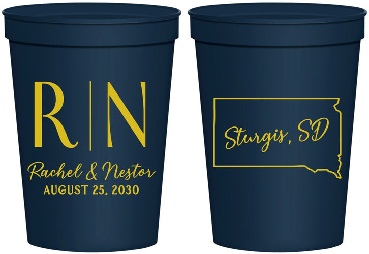 Personalized Wedding 16 oz Stadium Cups - South Dakota | 140