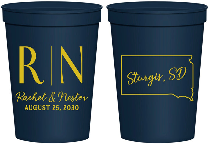 Personalized Wedding 16 oz Stadium Cups - South Dakota | 140