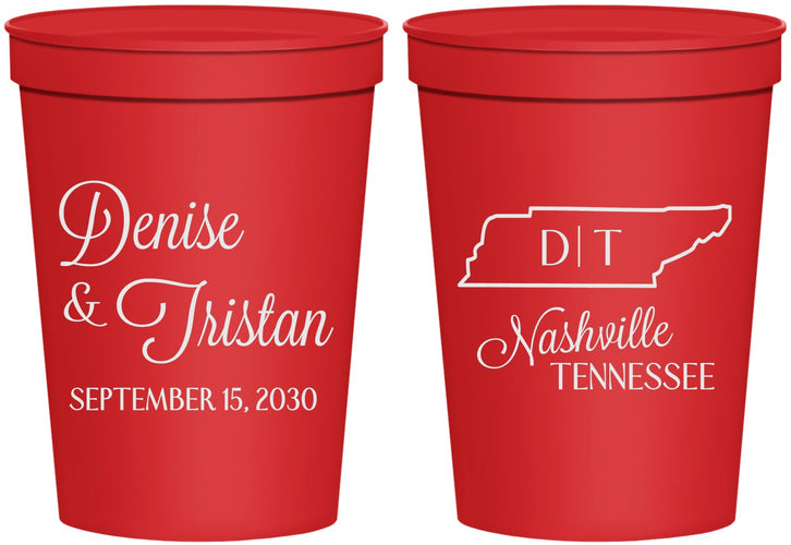 Personalized Wedding 16 oz Stadium Cups - Tennessee | 141