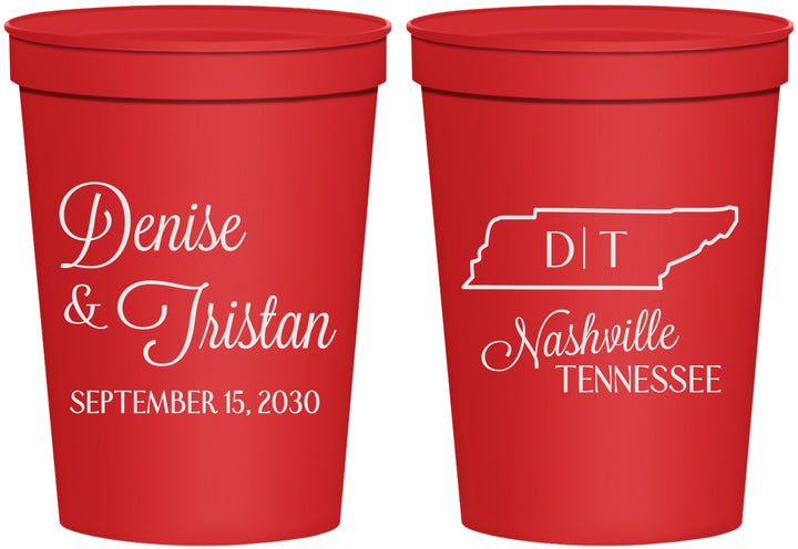 Personalized Wedding 16 oz Stadium Cups - Tennessee | 141
