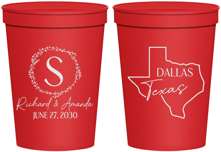 Personalized Wedding 16 oz Stadium Cups - Texas | 142