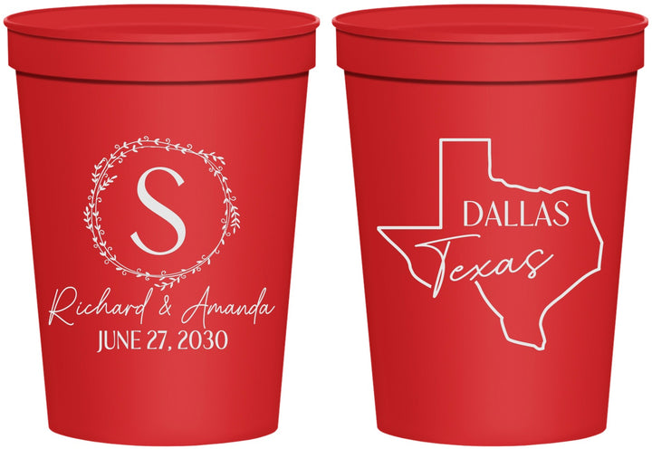 Personalized Wedding 16 oz Stadium Cups - Texas | 142
