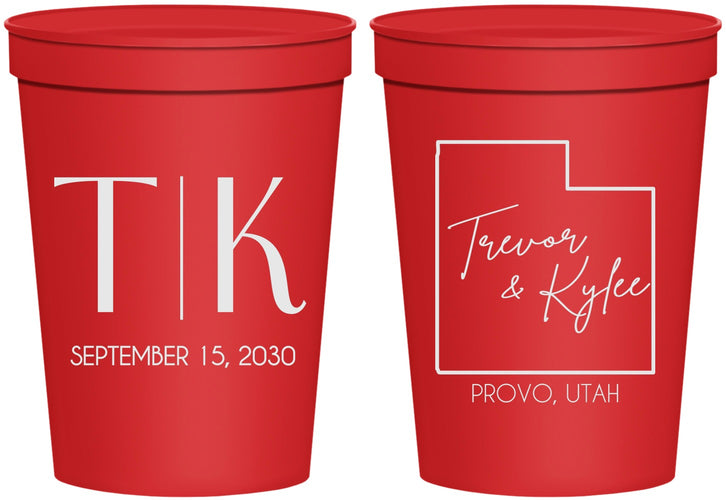 Personalized Wedding 16 oz Stadium Cups - Utah | 143
