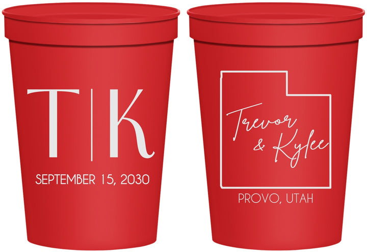 Personalized Wedding 16 oz Stadium Cups - Utah | 143
